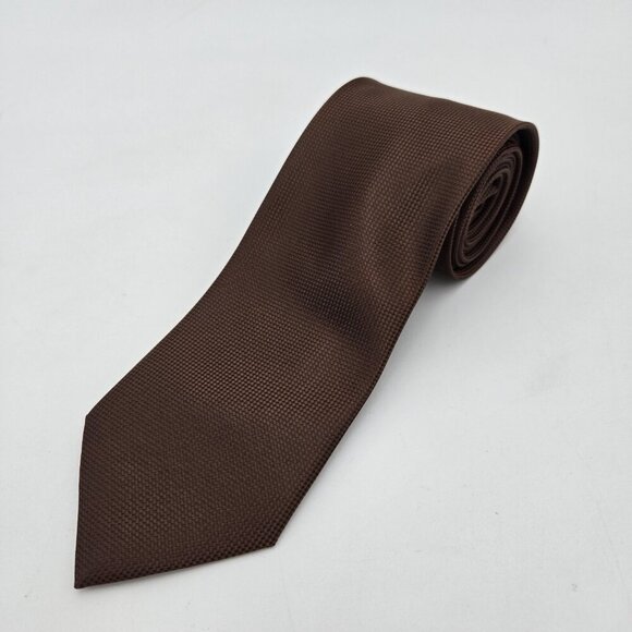 Geoffrey Beene Brown Black Shiny Woven Check Tie RN 43170 31794 Designer - Picture 1 of 5